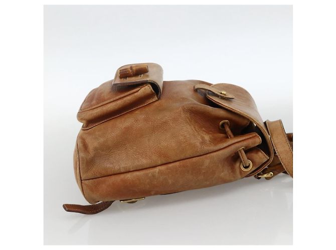Zaino in pelle Gucci Bamboo marrone oro 003 1956 0030 Auth 174185 D'oro - vista 4