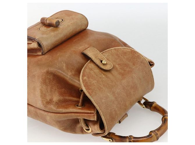 Zaino in pelle Gucci Bamboo marrone oro 003 1956 0030 Auth 174185 D'oro - vista 6