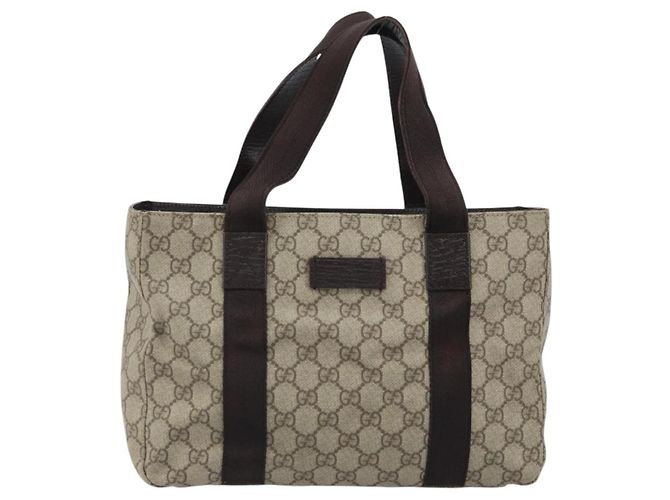Borsa a Mano GUCCI GG Supreme PVC Argento Beige 141976 Auth YKZ182 - vista 13