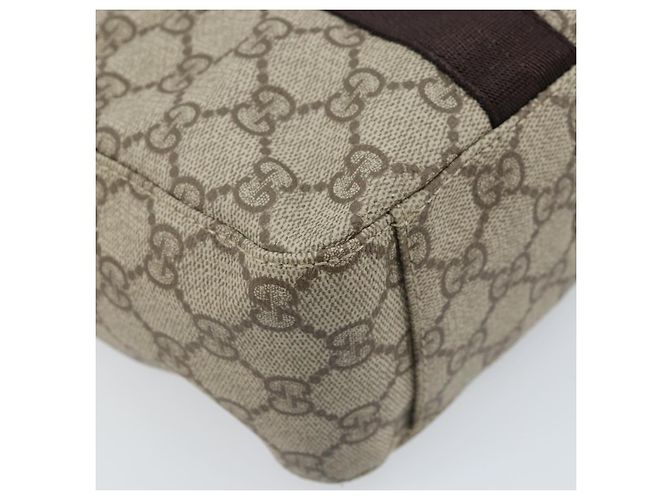 Borsa a Mano GUCCI GG Supreme PVC Argento Beige 141976 Auth YKZ182 - vista 14