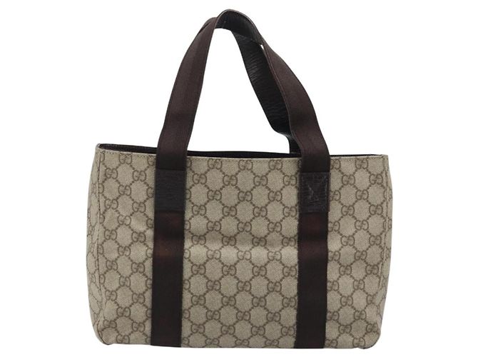 Borsa a Mano GUCCI GG Supreme PVC Argento Beige 141976 Auth YKZ182 - vista 2
