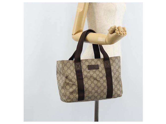 Borsa a Mano GUCCI GG Supreme PVC Argento Beige 141976 Auth YKZ182 - vista 22