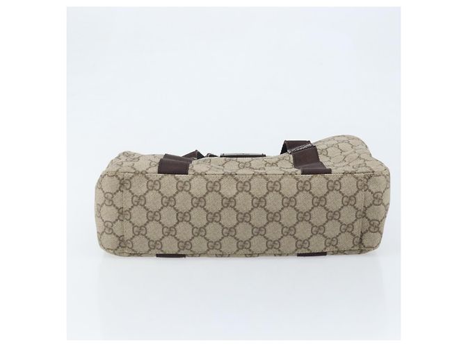Borsa a Mano GUCCI GG Supreme PVC Argento Beige 141976 Auth YKZ182 - vista 5