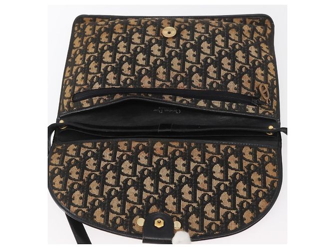 Borsa a Spalla in Tela Trotter Christian Dior Blu Navy Oro Auth ka3744 D'oro - vista 10