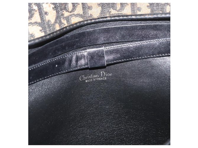Borsa a Spalla in Tela Trotter Christian Dior Blu Navy Oro Auth ka3744 D'oro - vista 11