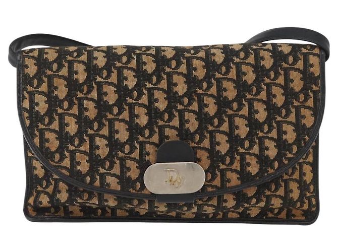 Borsa a Spalla in Tela Trotter Christian Dior Blu Navy Oro Auth ka3744 D'oro - vista 13
