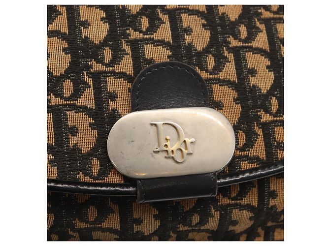 Borsa a Spalla in Tela Trotter Christian Dior Blu Navy Oro Auth ka3744 D'oro - vista 17