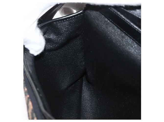 Borsa a Spalla in Tela Trotter Christian Dior Blu Navy Oro Auth ka3744 D'oro - vista 19