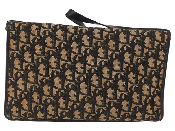 Borsa a Spalla in Tela Trotter Christian Dior Blu Navy Oro Auth ka3744 D'oro - vista 2