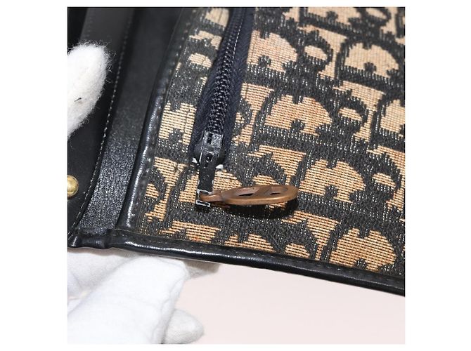Borsa a Spalla in Tela Trotter Christian Dior Blu Navy Oro Auth ka3744 D'oro - vista 20