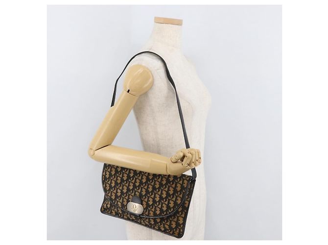 Borsa a Spalla in Tela Trotter Christian Dior Blu Navy Oro Auth ka3744 D'oro - vista 22