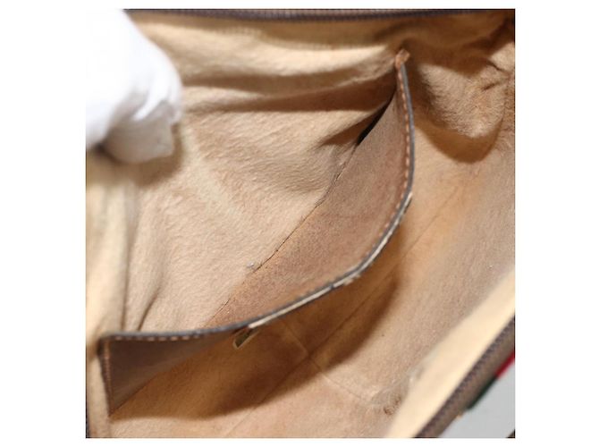 Borsa Sherry Line GG Supreme Web di GUCCI in PVC beige, oro e rosso 904 02 047 Auth YKZ1597 D'oro - vista 11
