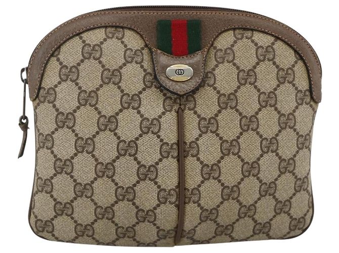 Borsa Sherry Line GG Supreme Web di GUCCI in PVC beige, oro e rosso 904 02 047 Auth YKZ1597 D'oro - vista 13