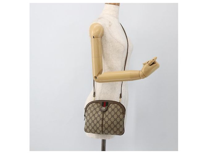 Borsa Sherry Line GG Supreme Web di GUCCI in PVC beige, oro e rosso 904 02 047 Auth YKZ1597 D'oro - vista 21