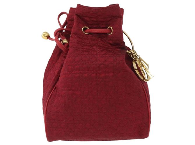 Pochette Canage in Nylon Rosso Oro Auth AMZ069 Christian Dior D'oro - vista 13