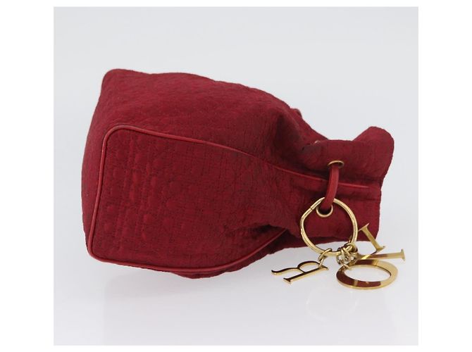 Pochette Canage in Nylon Rosso Oro Auth AMZ069 Christian Dior D'oro - vista 3