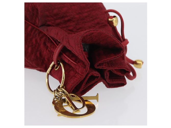 Pochette Canage in Nylon Rosso Oro Auth AMZ069 Christian Dior D'oro - vista 7