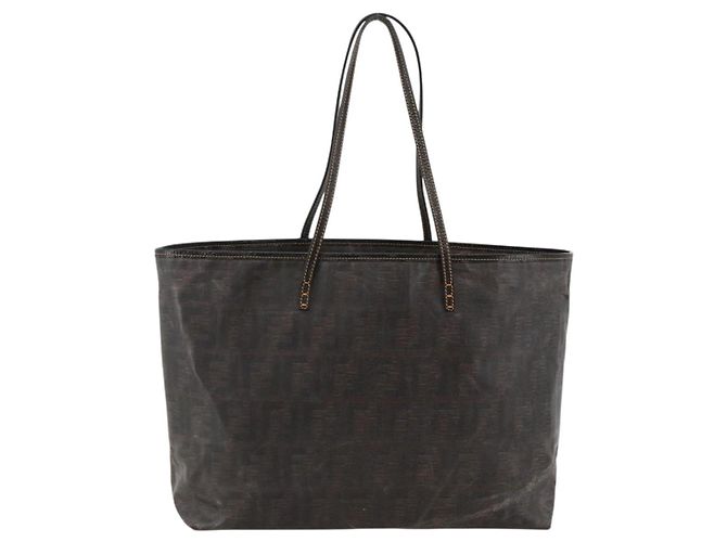 FENDI Zucca Canvas Tote Bag Schwarz Braun Auth YKZ1039 - Ansicht 2