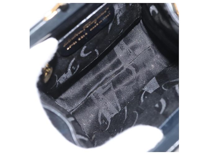 Borsa a mano Vala in pelle blu navy e oro di Salvatore Ferragamo Auth hk3588 D'oro - vista 11