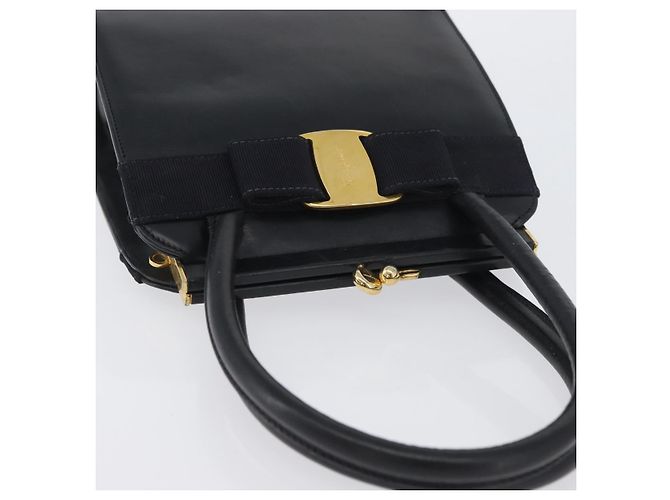 Borsa a mano Vala in pelle blu navy e oro di Salvatore Ferragamo Auth hk3588 D'oro - vista 6