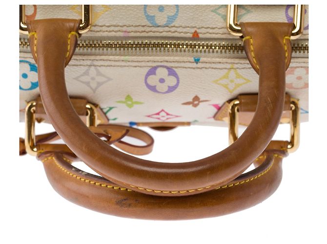 Borsa LOUIS VUITTON Speedy in Tela Bianca - 103457 Bianco - vista 10