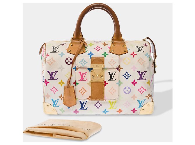 Borsa LOUIS VUITTON Speedy in Tela Bianca - 103457 Bianco - vista 2