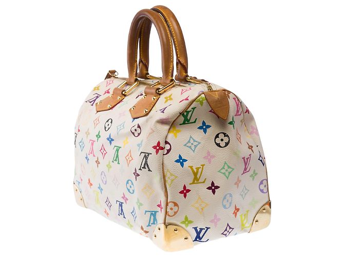 Borsa LOUIS VUITTON Speedy in Tela Bianca - 103457 Bianco - vista 6