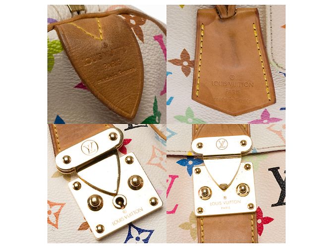 Borsa LOUIS VUITTON Speedy in Tela Bianca - 103457 Bianco - vista 7