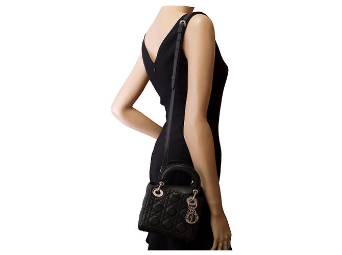 Borsa DIOR Lady Dior in Pelle Nera - 103453 Nero - vista 13