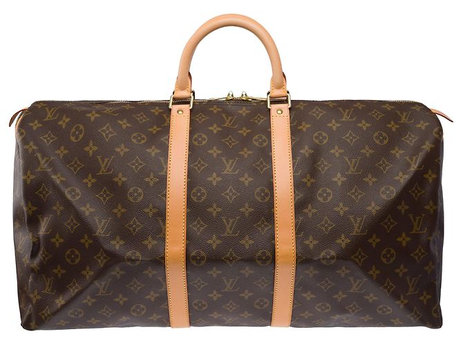 Borsa LOUIS VUITTON Keepall in Tela Marrone - 103439 - vista 3