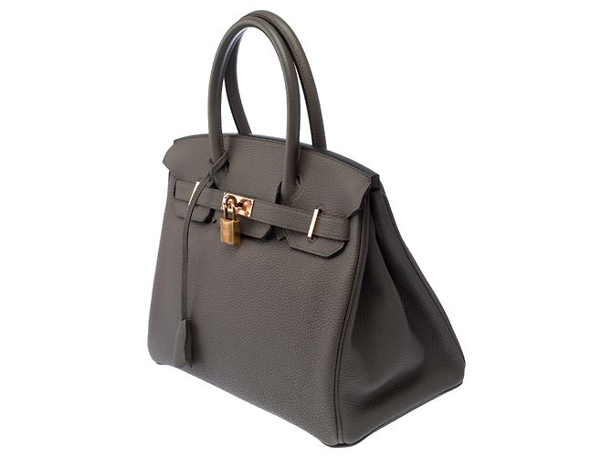 Hermès Borsa HERMES Birkin 30 in Pelle Grigia - 103454 Grigio - vista 5