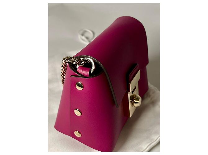 Bolso cruzado mini Metropolis en cuero fucsia de Furla Rosa - vista 3