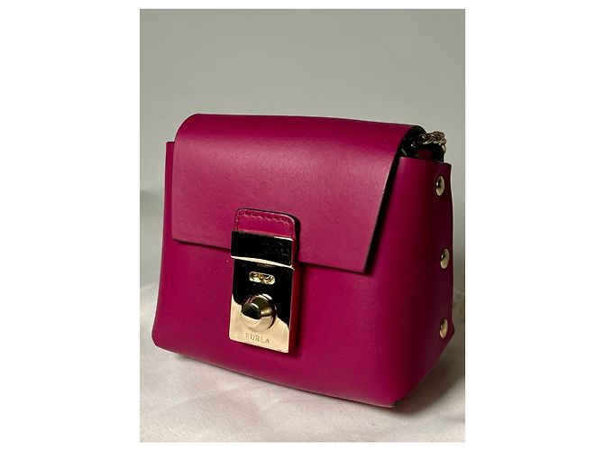 Bolso cruzado mini Metropolis en cuero fucsia de Furla Rosa - vista 6