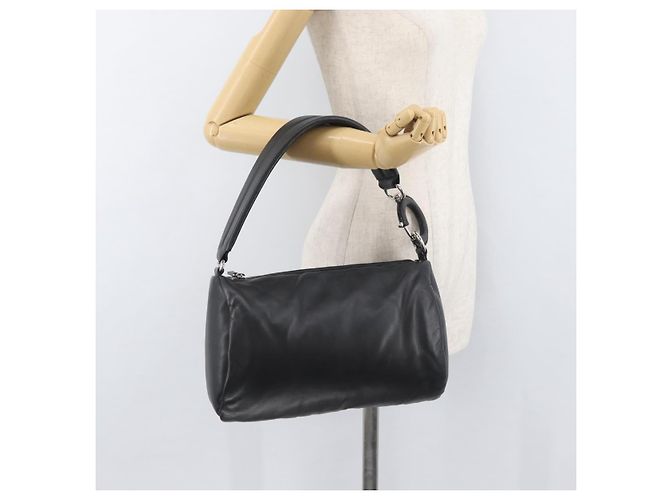 Borsa a mano in pelle nera e argento autentica BURBERRY 174706A Nero - vista 22