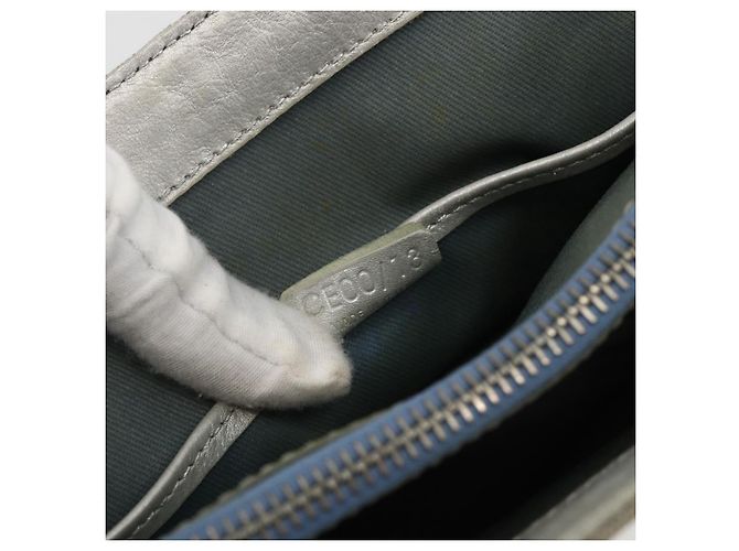 Céline Bolsa de mão em lona Macadam C da CELINE azul claro prata autêntica YKZ1602 - vista 12