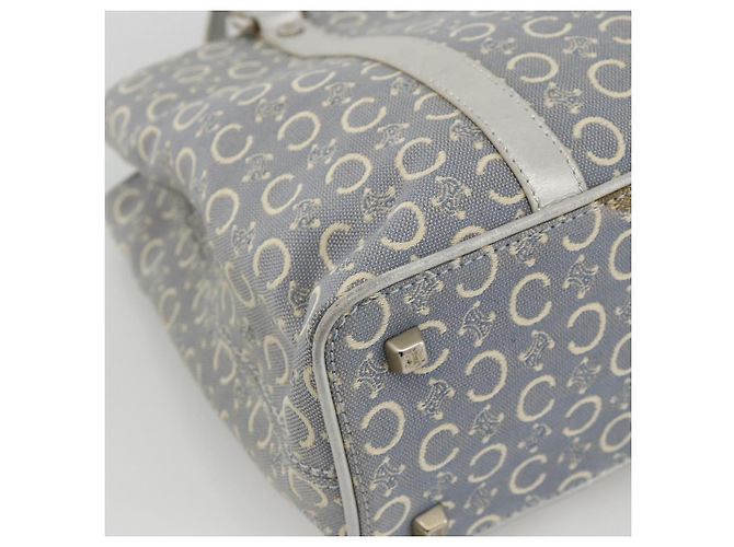Céline Bolsa de mão em lona Macadam C da CELINE azul claro prata autêntica YKZ1602 - vista 14