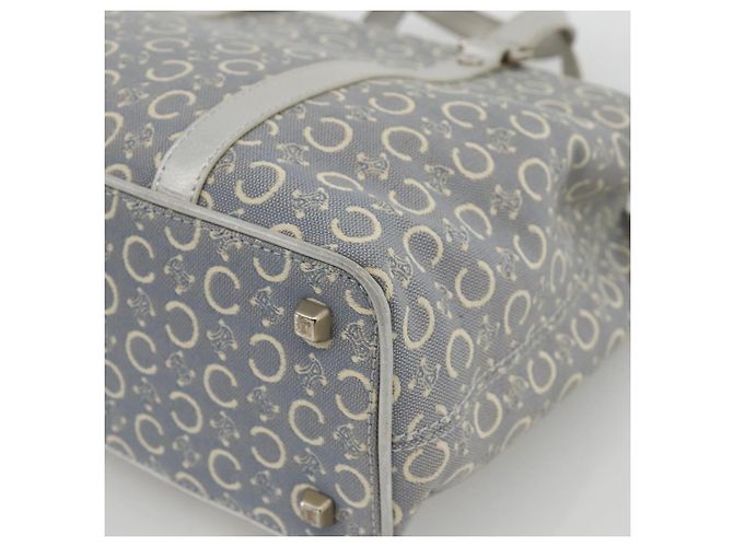 Céline Bolsa de mão em lona Macadam C da CELINE azul claro prata autêntica YKZ1602 - vista 9