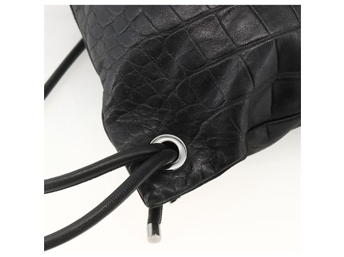 Zaino in pelle nera Jimmy Choo Auth BA11902A Nero - vista 10
