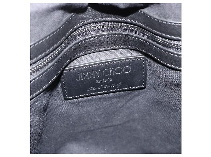 Zaino in pelle nera Jimmy Choo Auth BA11902A Nero - vista 11