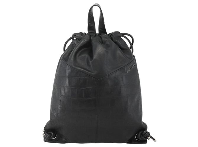 Zaino in pelle nera Jimmy Choo Auth BA11902A Nero - vista 13