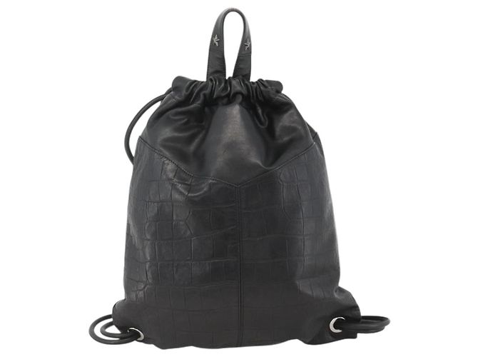 Zaino in pelle nera Jimmy Choo Auth BA11902A Nero - vista 2