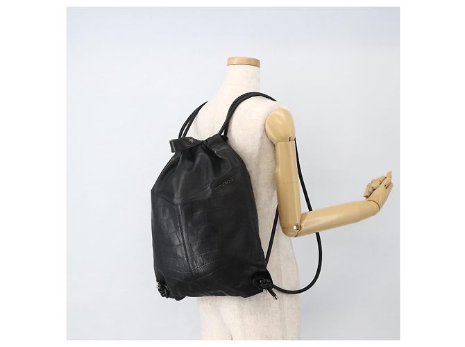 Zaino in pelle nera Jimmy Choo Auth BA11902A Nero - vista 22
