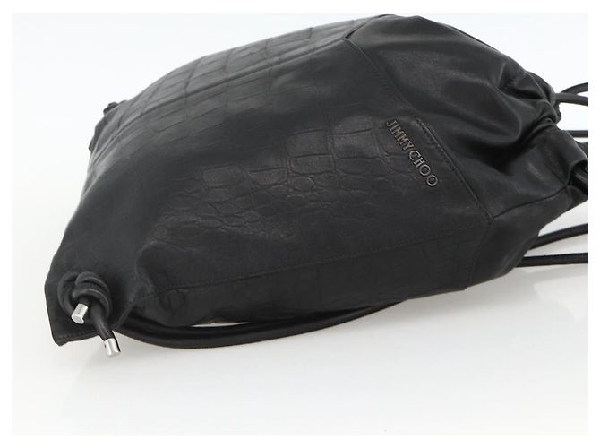 Zaino in pelle nera Jimmy Choo Auth BA11902A Nero - vista 4