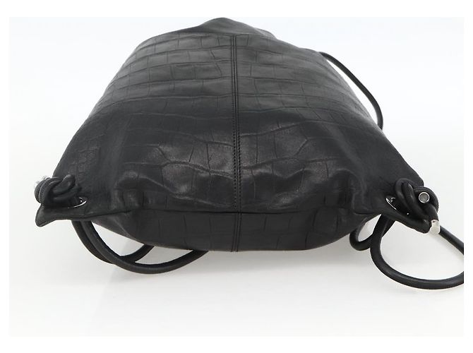 Zaino in pelle nera Jimmy Choo Auth BA11902A Nero - vista 5