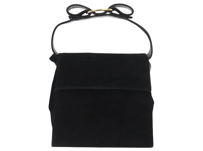 Borsa a mano Salvatore Ferragamo Vala in suede 2 in 1 nera e oro Auth gh1949 Nero D'oro - vista 13