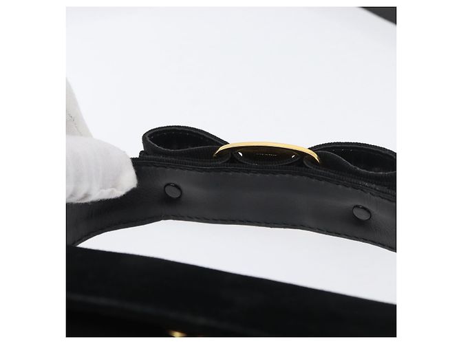 Borsa a mano Salvatore Ferragamo Vala in suede 2 in 1 nera e oro Auth gh1949 Nero D'oro - vista 14