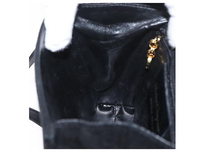 Borsa a mano Salvatore Ferragamo Vala in suede 2 in 1 nera e oro Auth gh1949 Nero D'oro - vista 22