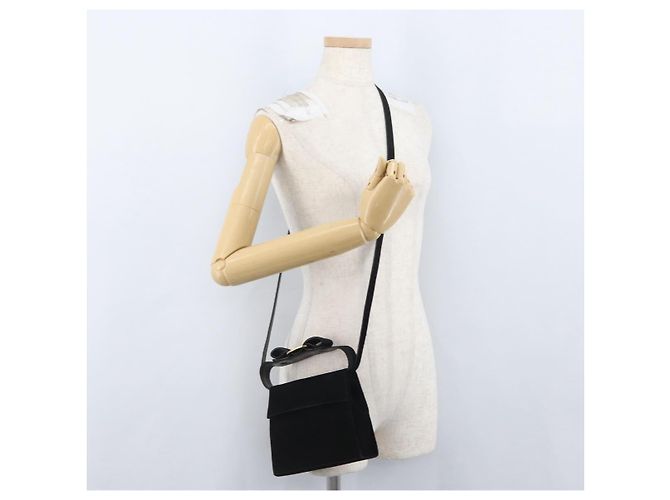 Borsa a mano Salvatore Ferragamo Vala in suede 2 in 1 nera e oro Auth gh1949 Nero D'oro - vista 25