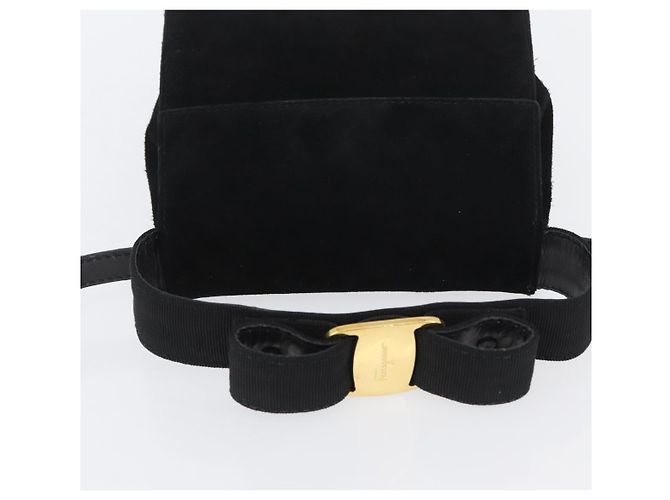Borsa a mano Salvatore Ferragamo Vala in suede 2 in 1 nera e oro Auth gh1949 Nero D'oro - vista 6