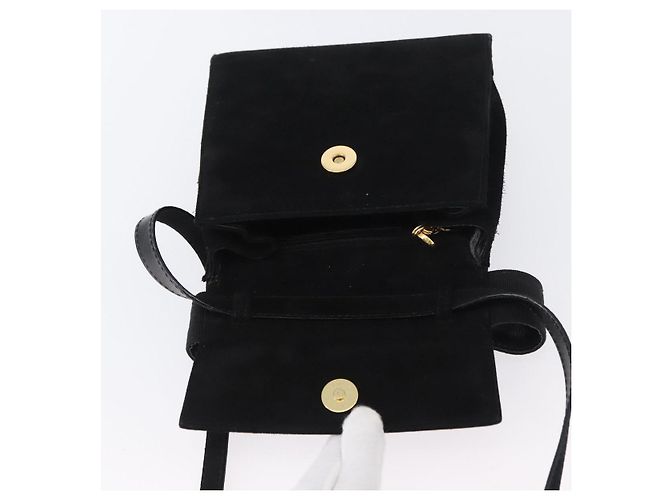 Borsa a mano Salvatore Ferragamo Vala in suede 2 in 1 nera e oro Auth gh1949 Nero D'oro - vista 9
